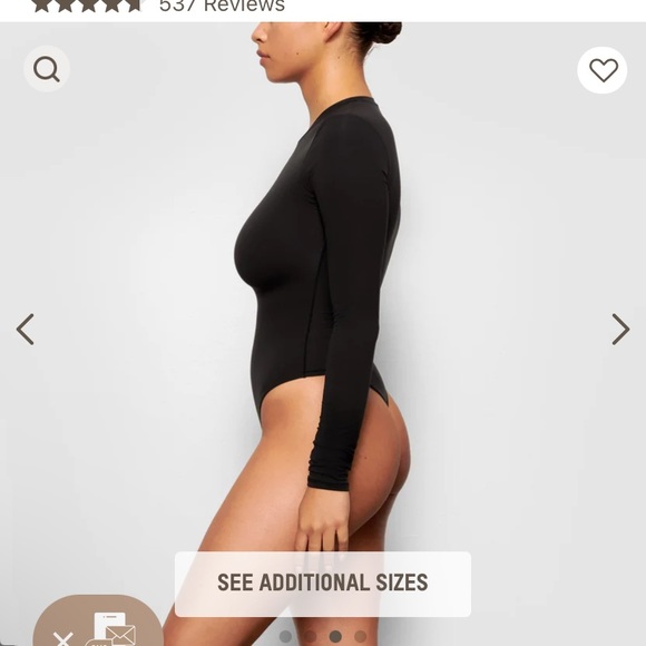 NWT SKIMS Fits Everybody Long Sleeved Bodysuit - Onyx - Picture 2 of 4